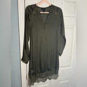 H&M Olive Green V-Neck Tunic Dress